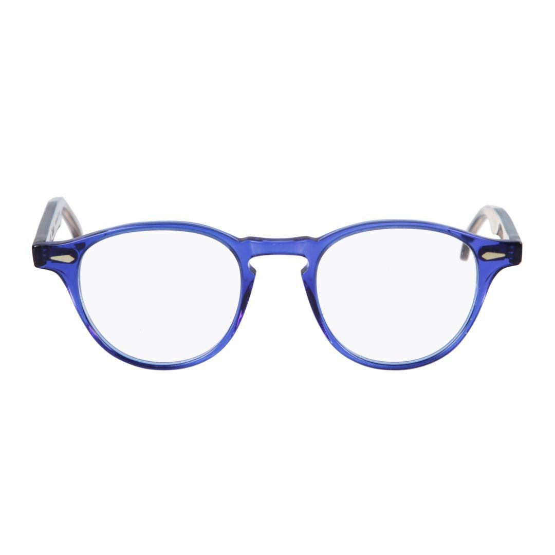 Kador Oxford Translucent Blue Round Frame Eyeglasses With Metallic Accents