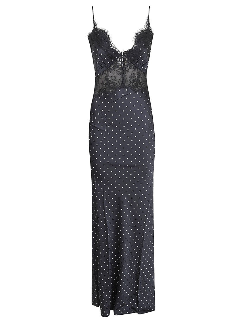 Self-Portrait Polka Dot Satin Midi Dress