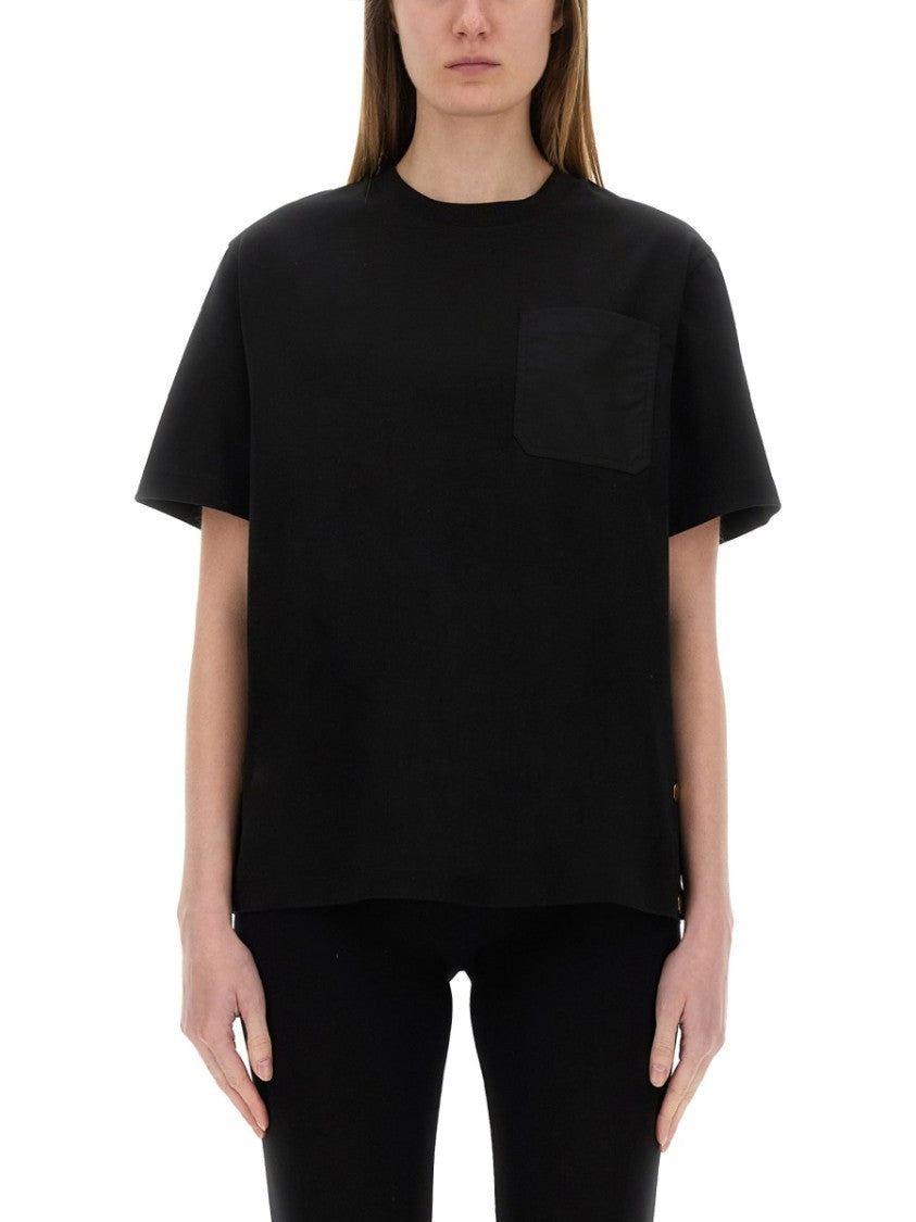 Moncler T-Shirt With Side Button Detail In Soft Cotton