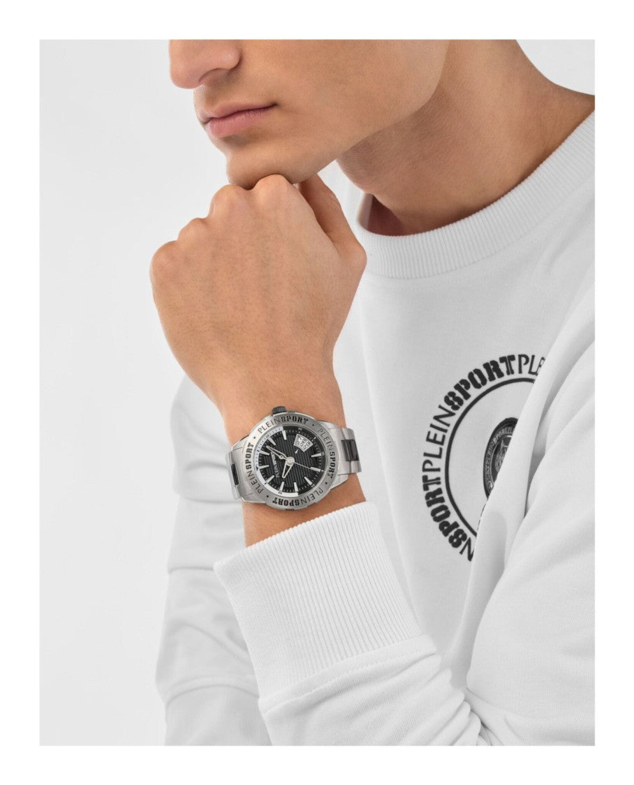 Plein Sport Two-Tone Bracelet Watch With Black Enamel Dial