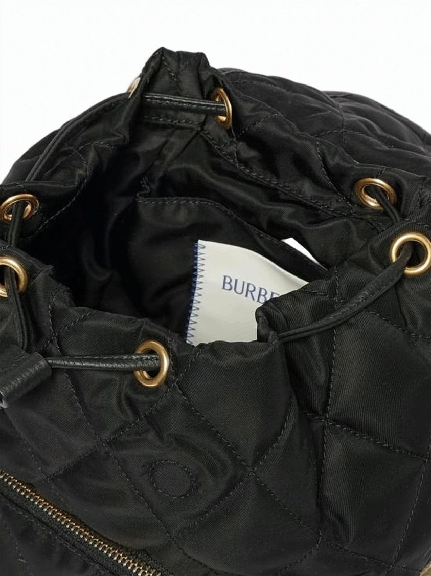 Burberry Compact Quilted Backpack With Flap Closure And Check Pattern