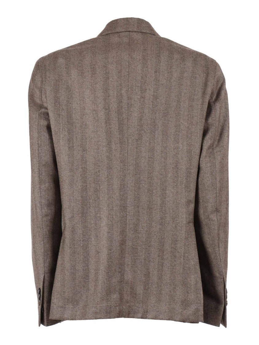 Breras Double-Breasted Virgin Wool Blazer With Herringbone Pattern