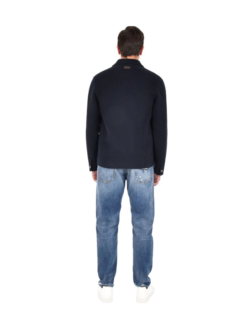 Jacob Cohen Navy Blue Wool Jacket
