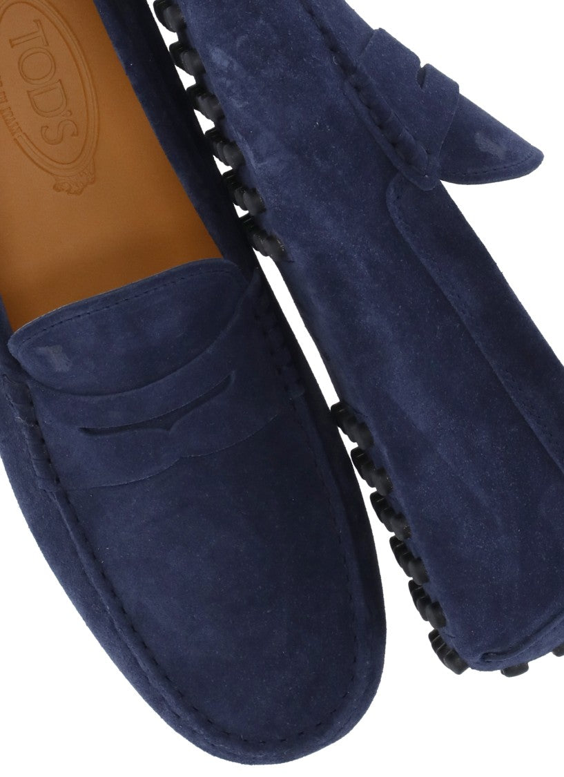 Tod's Blue Suede Leather Loafers