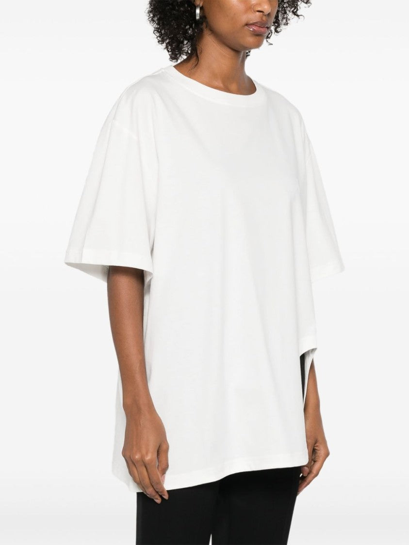 The Attico Asymmetrical Hem White T-Shirt With Curved Cut