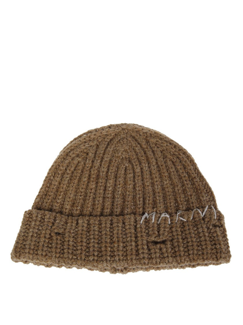 Marni Textured Ribbed Knit Beanie With Folded Cuff