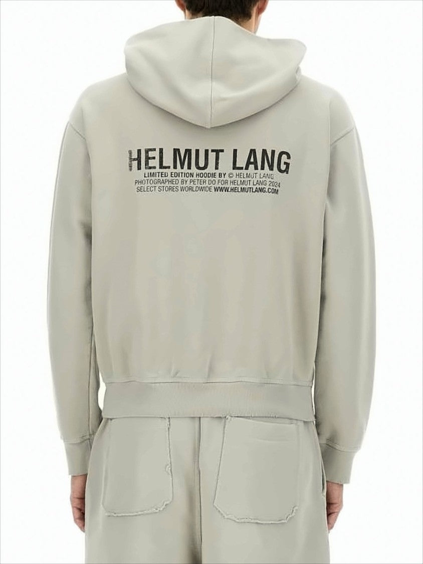 Helmut Lang Relaxed Fit Grey Hoodie With Photographic Print