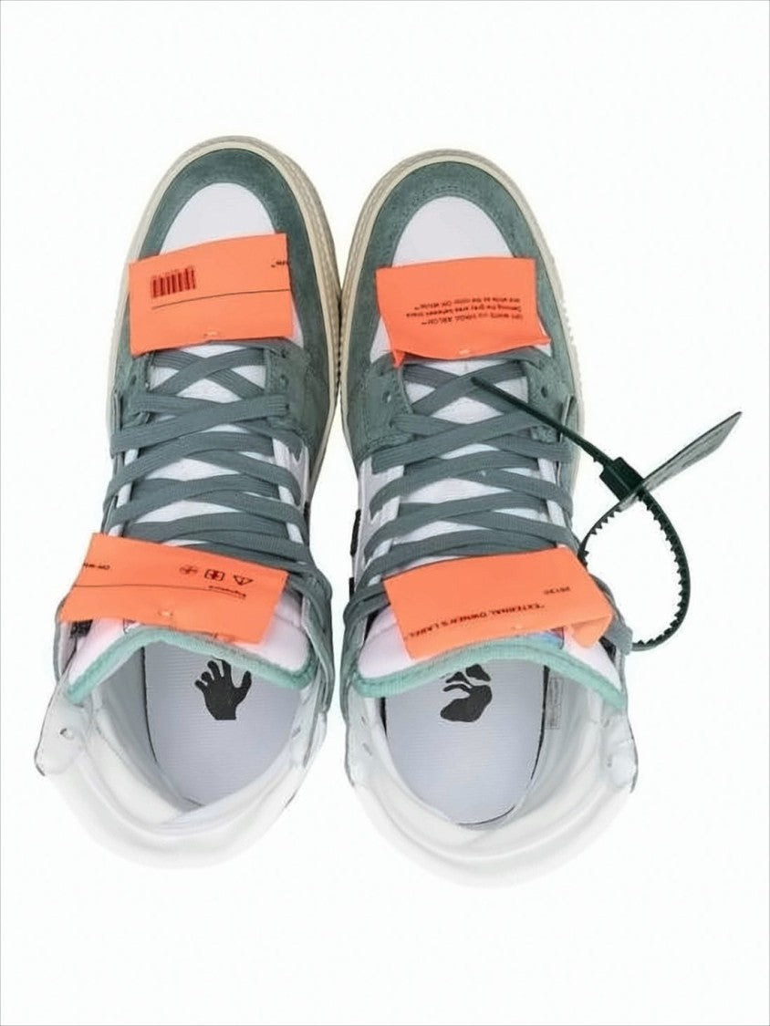 Off-White High-Top Sneakers With Arrow Logo And Textured Sole