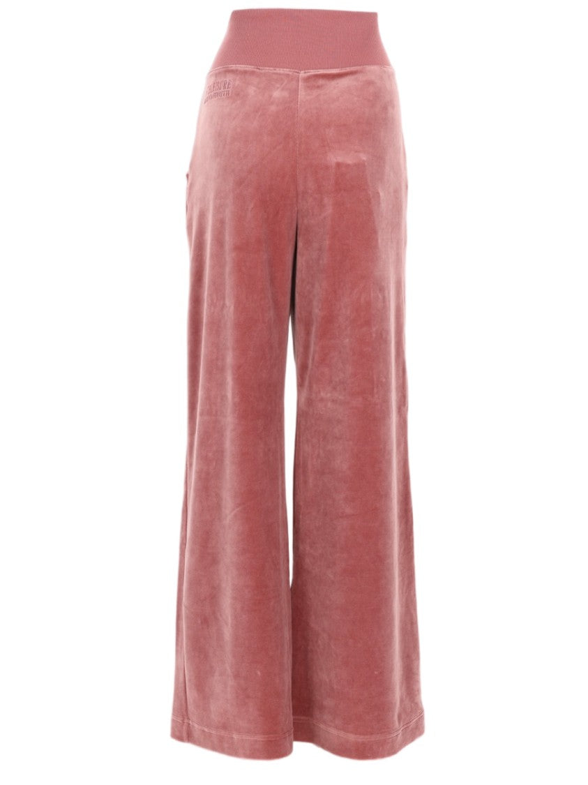 Alberta Ferretti Pink Wide-Leg Velvet Cotton-Blend Pants