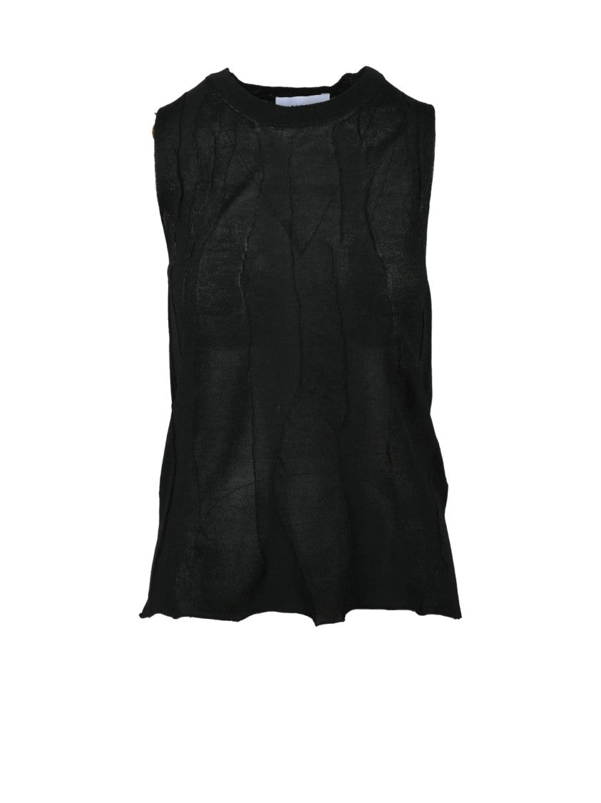 Alpha Studio Black Viscose Polyester Vest