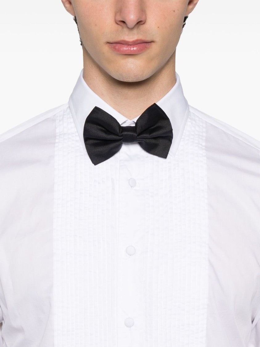 Tagliatore Refined White Smoking Shirt With Pintuck Detailing