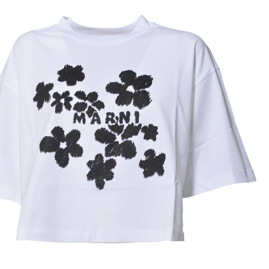 Marni White Cotton Jersey Cropped T-Shirt