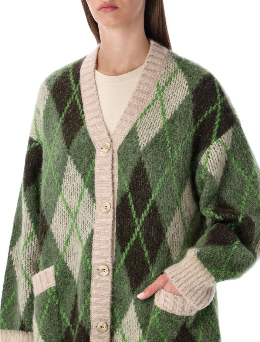 Emporio Armani Long Argyle Alpaca Cardigan