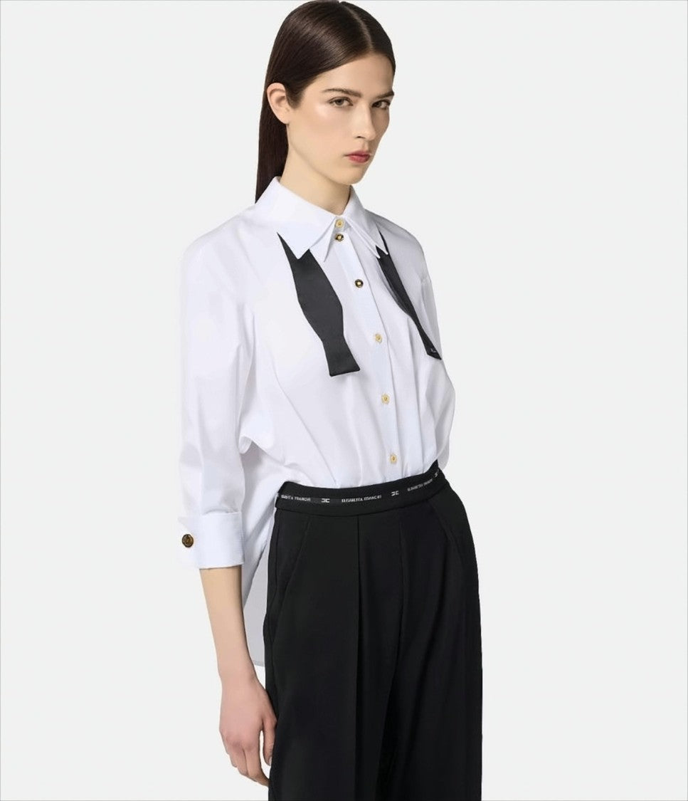 Elisabetta Franchi Tonal Striped Cotton Poplin Jumpsuit