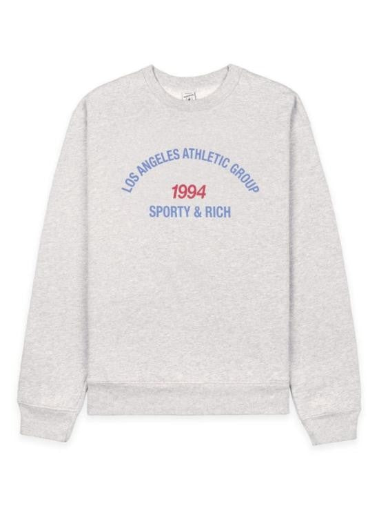 Sporty And Rich Heather Grey Long-Sleeve Sweatshirt With Graphic Details