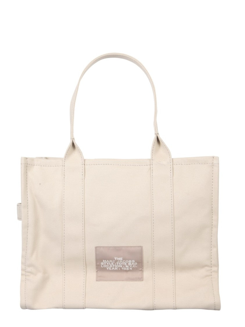 Marc Jacobs Neutrals The Tote Large Text Cotton Bag