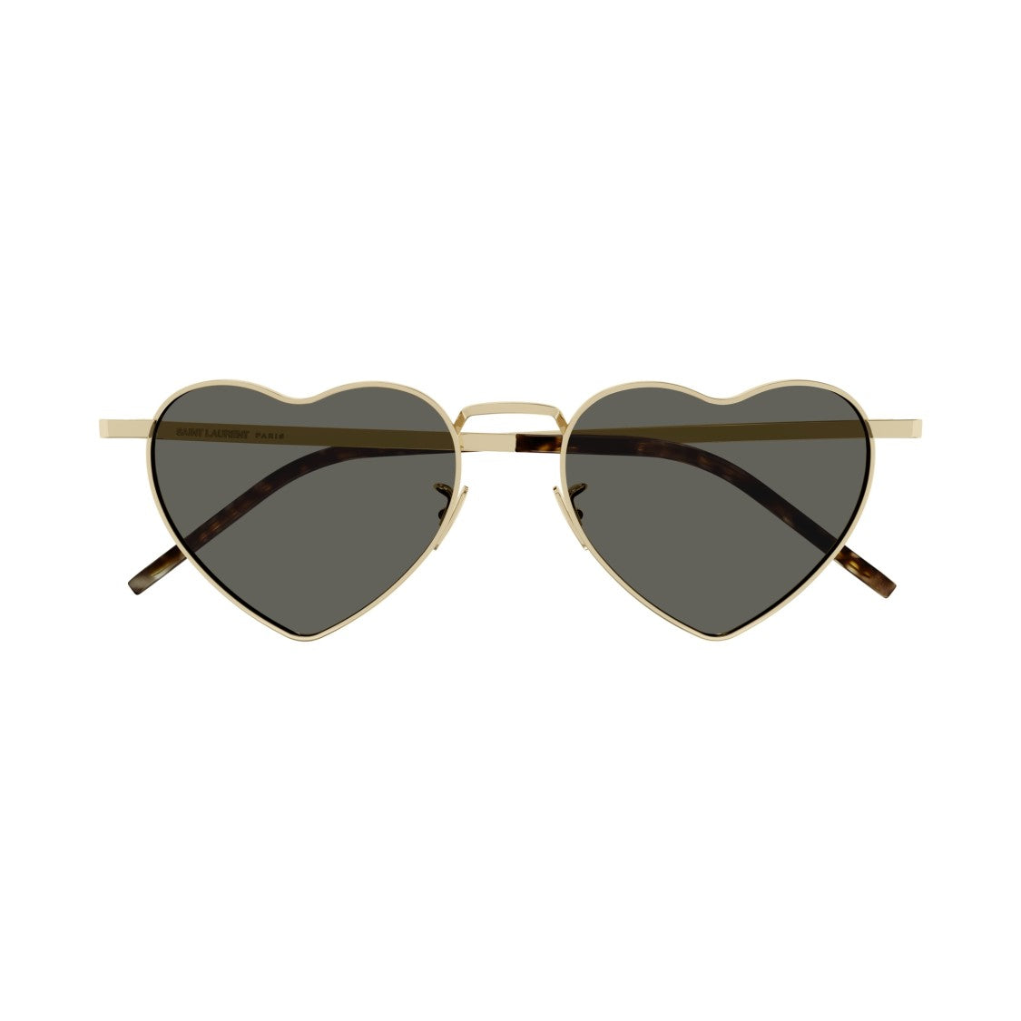 Saint Laurent Heart-Shaped Sunglasses With Polished Gold Frame