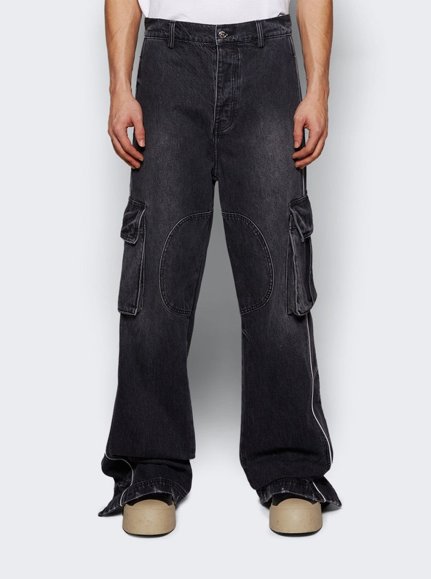Nahmias Track Logo Cargo Pants Dark Wash