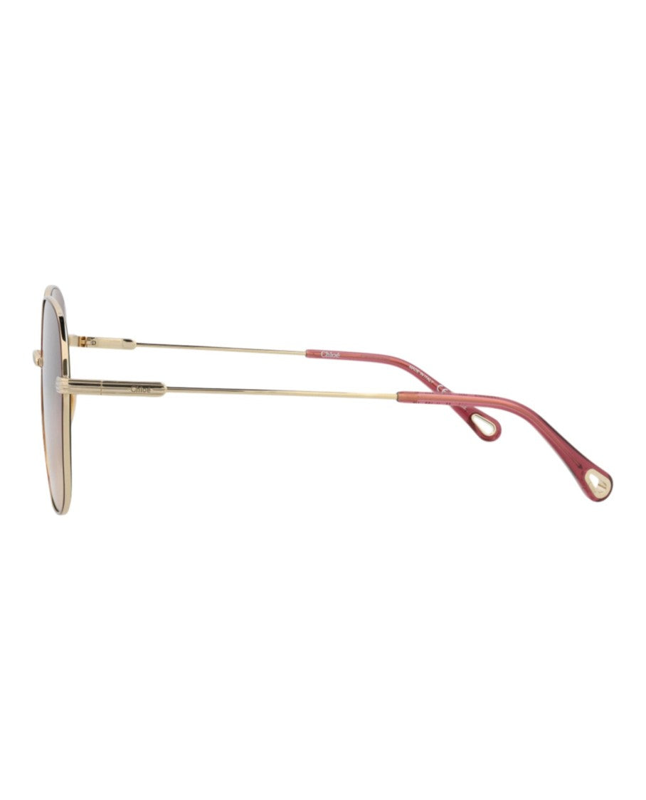 Chloé Square-Frame Metal Sunglasses With Gradient Lenses And Adjustable Nose Pads