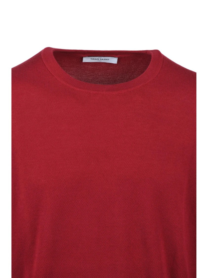 Gran Sasso Red Classic Cotton Sweater