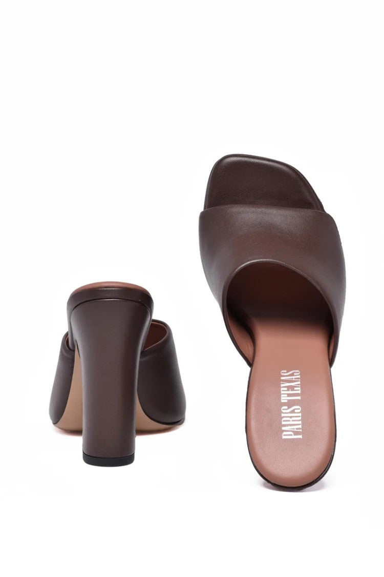 Paris Texas Brown Mule Sandal With Open-Toe Design
