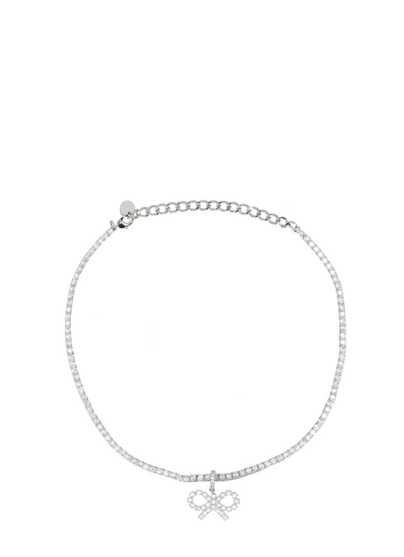 Self-Portrait Crystal Bow Tennis Necklace