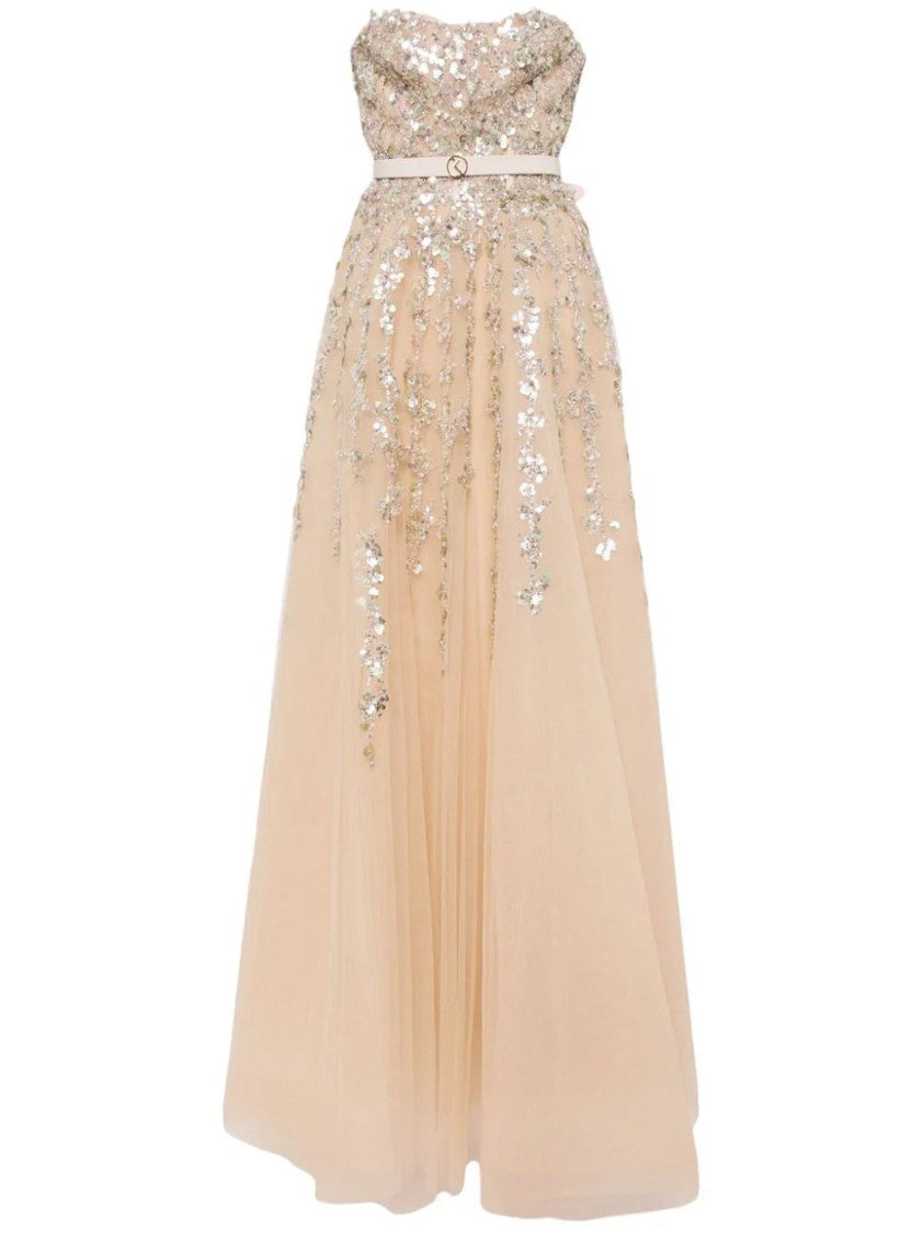 Saiid Kobeisy Tulle Stapless Dress With A Dotted Beading
