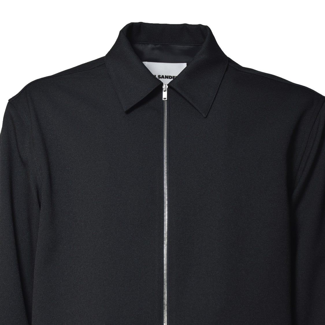 Jil Sander Long-Sleeved Minimalist Black Shirt With Front Zipper Closure