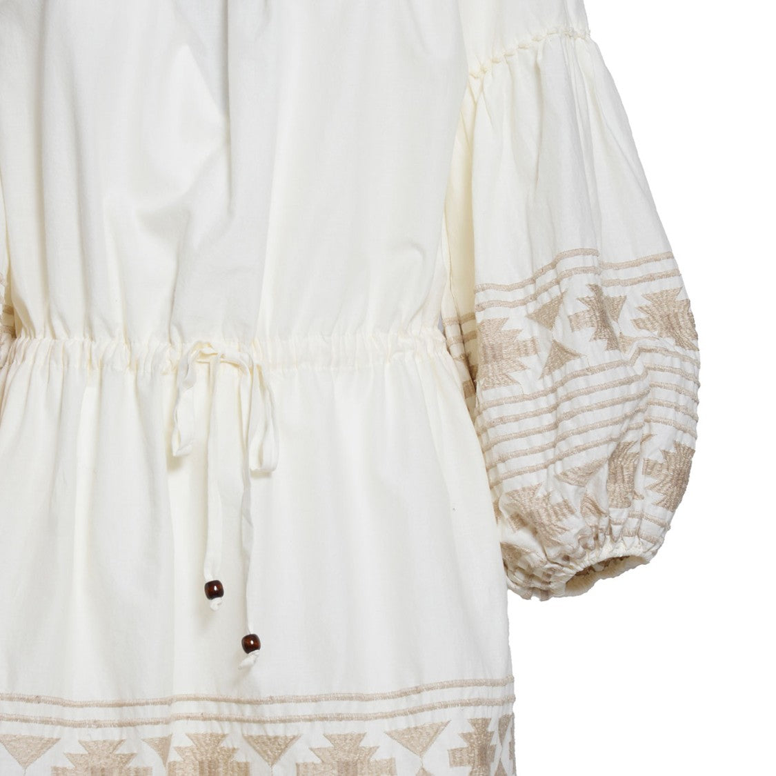 Bazar Deluxe Short Dress In Cream Cotton With Embroidery