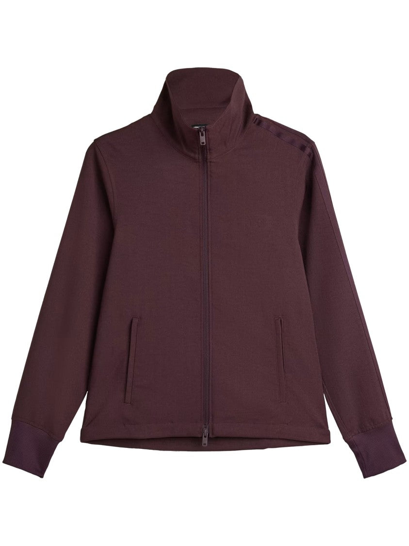 Y-3 High Collar Boxy Fit Burgundy Sweater With Zipper Closure