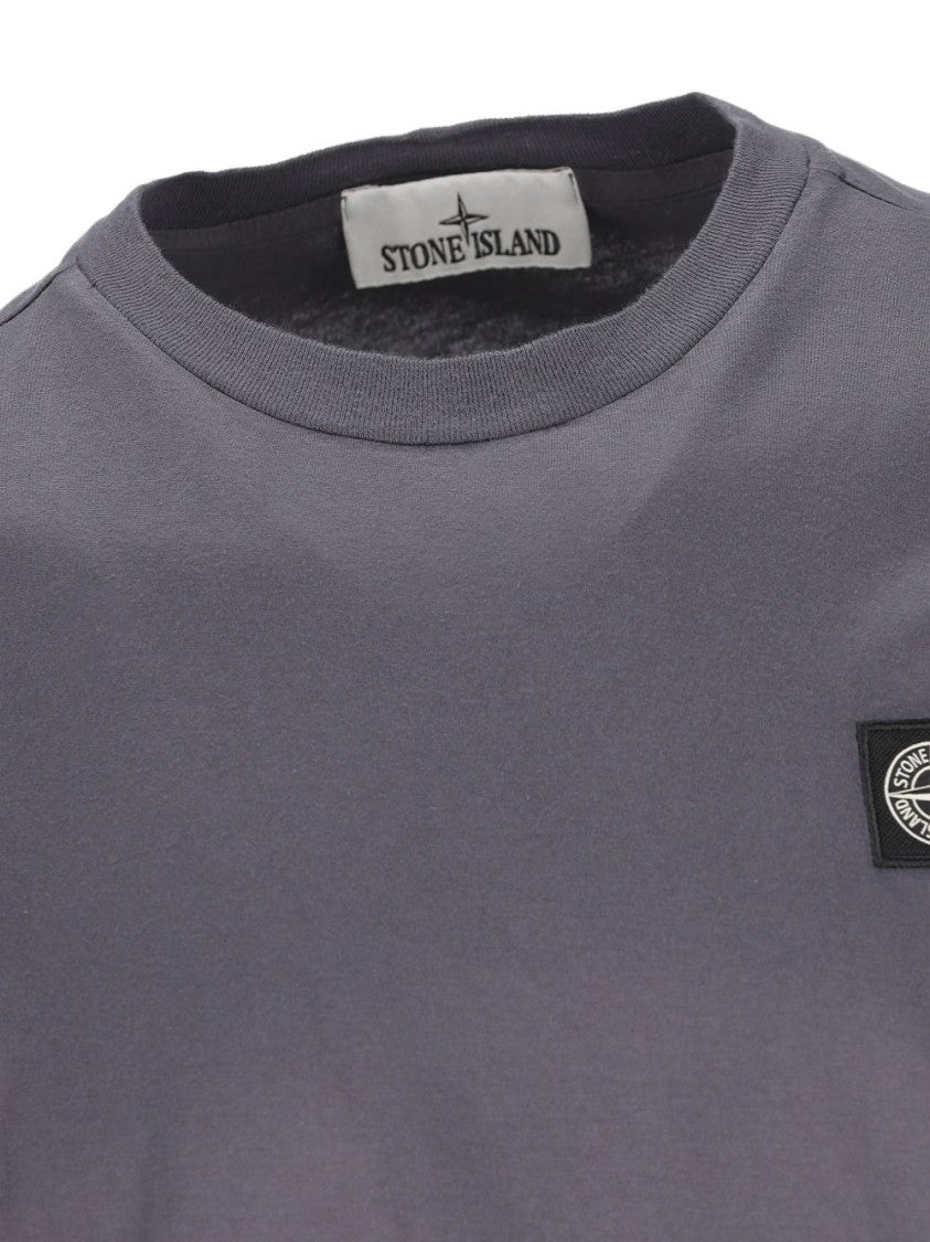 Stone Island Classic Fit Grey T-Shirt With Iconic Brand Logo