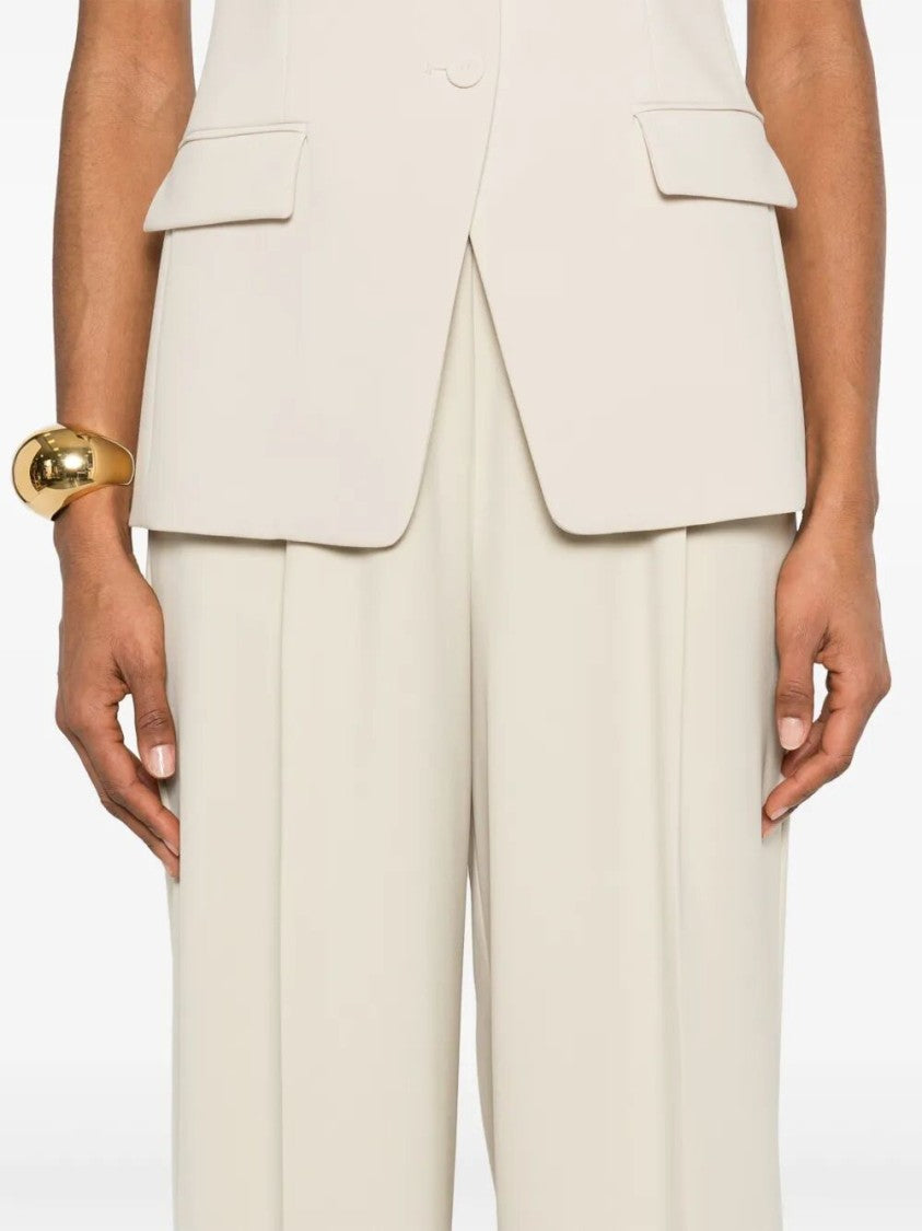 Patrizia Pepe High-Waisted Wide-Leg Pants With Pleated Front