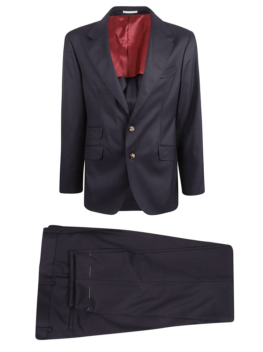 Brunello Cucinelli Tailored Black Virgin Wool Suit With Classic Blazer
