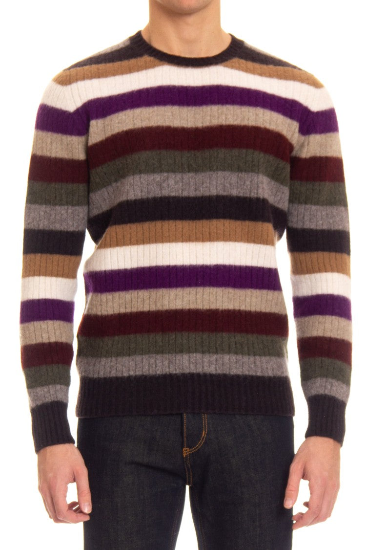 Drumohr Striped Lambswool Crewneck Sweater