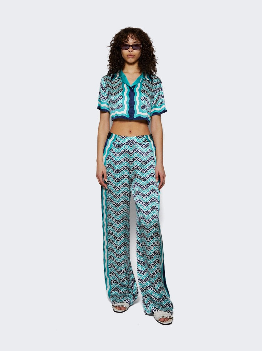 Casablanca Monogram Straight Leg Trousers Turquoise