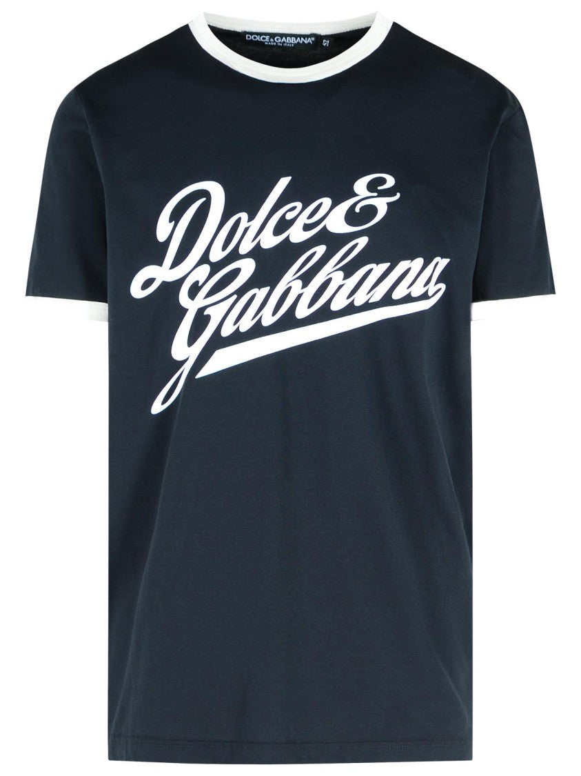 Dolce & Gabbana Navy Cotton T-Shirt