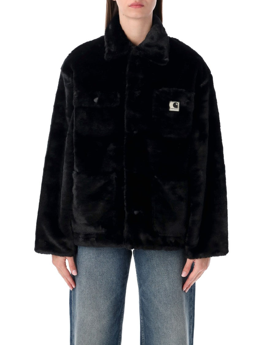 Carhartt Wip Black Faux Fur W’ Olney Michigan Coat