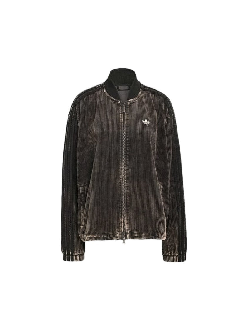 Adidas Ribbed Corduroy Jacket In Washed Black