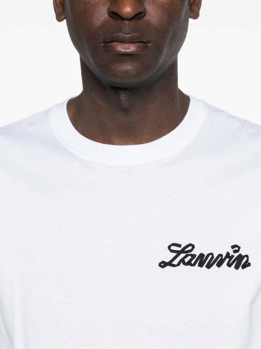Lanvin Script Logo Short-Sleeve Silk-Nylon Blend T-Shirt