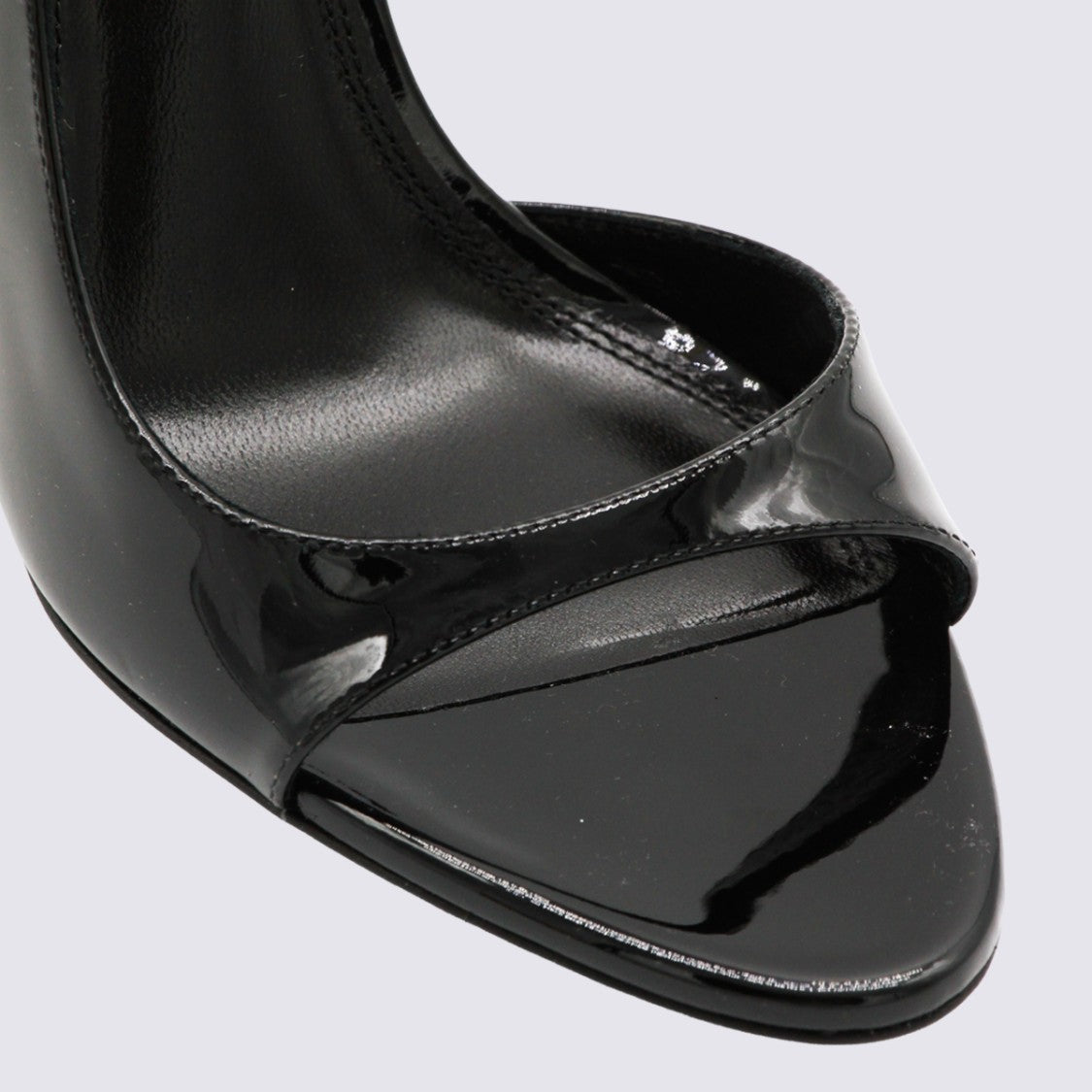 Paris Texas Glossy Black Patent Open-Toe Sandals With Stiletto Heel