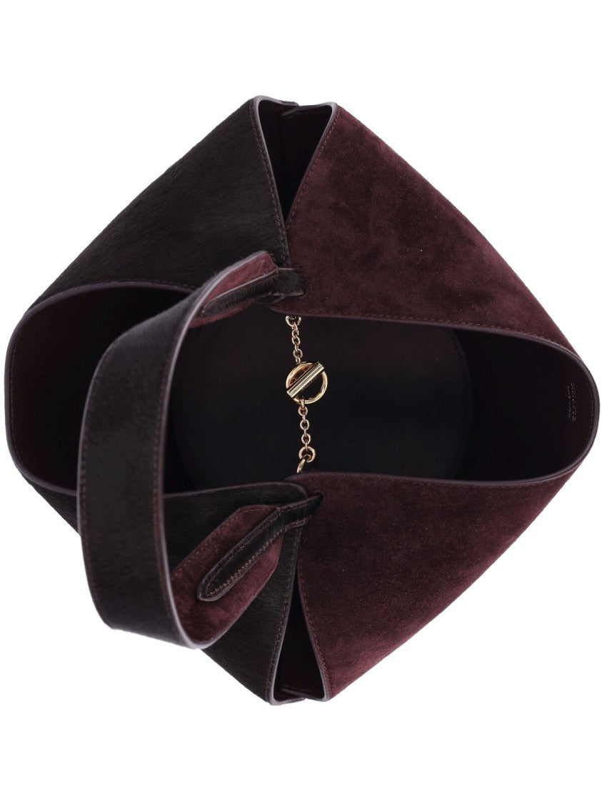 Khaite Mini Tote Bag In Bordeaux Calf Suede
