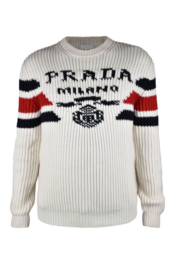 Prada Crew Neck White Cashmere Sweater