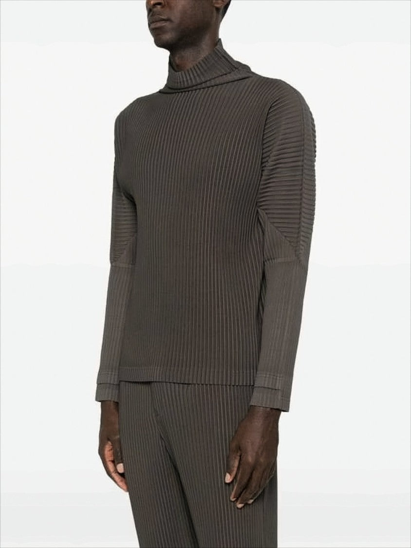 Homme Plissé Issey Miyake Pleated Turtleneck Top With Minimalist Design