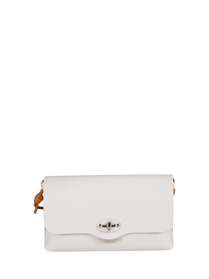Zanellato White Pebbled Texture Silver-Tone Turn-Lock Shoulder Bag