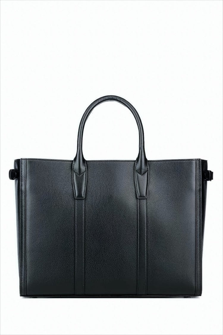 Celine Rectangular Black Calf Leather Tote Bag