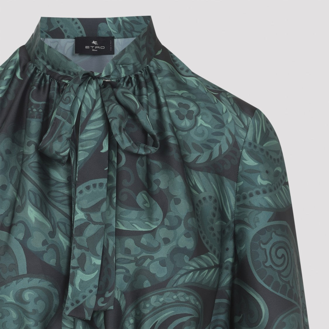 Etro Green Midi Ruched Paisley Dress