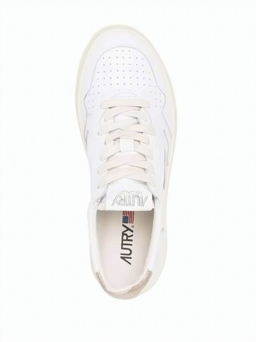 Autry White Leather Low-Top Sneakers With Metallic Heel Tab