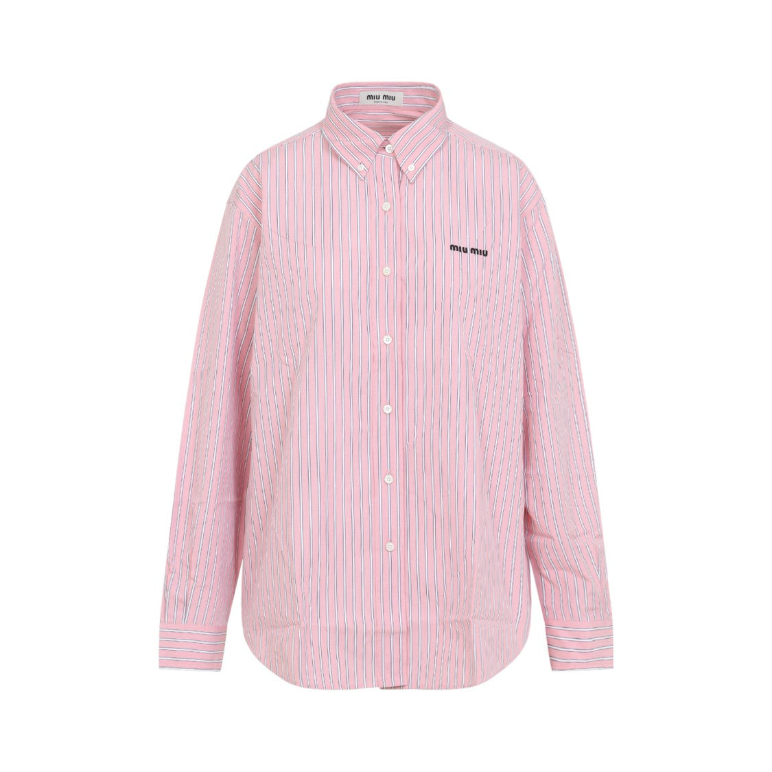 Miu Miu Classic Long-Sleeved Button-Up Shirt With Vertical Stripe Design