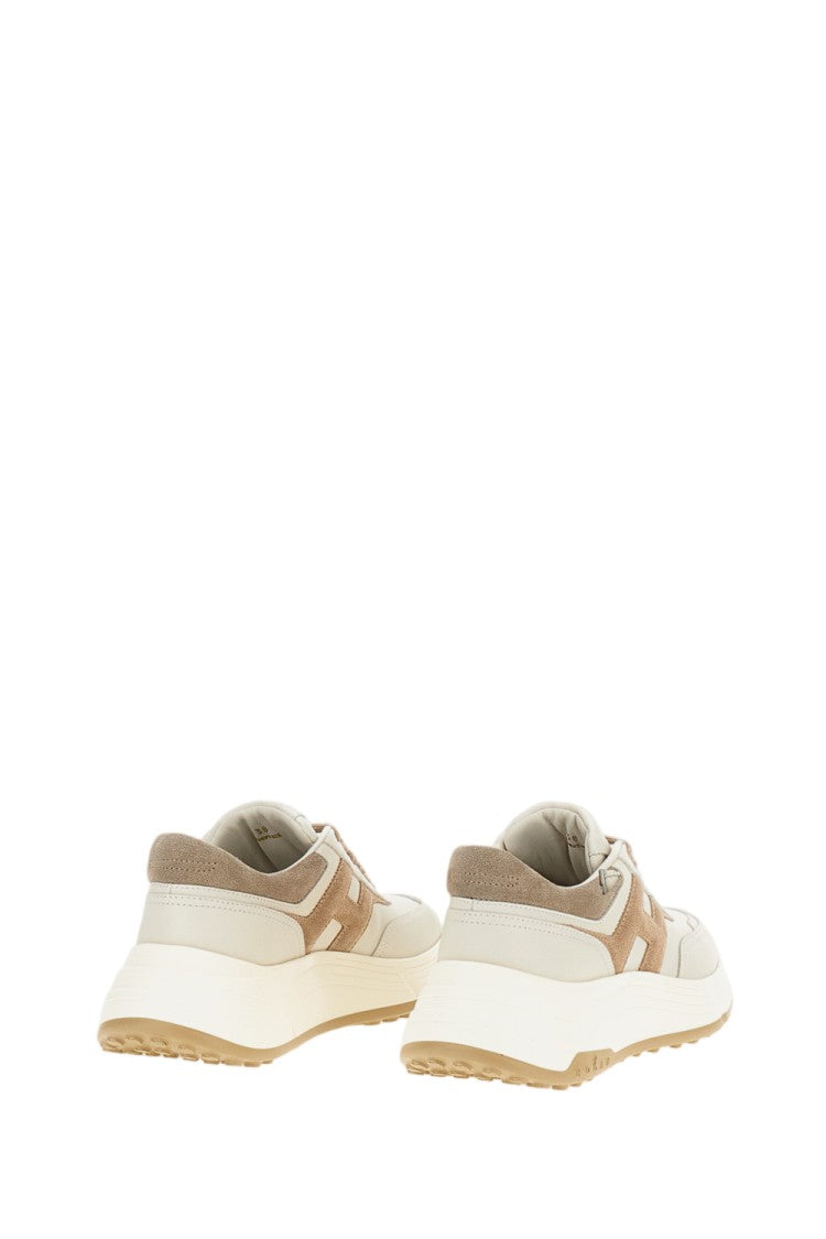 Hogan Beige Nappa Leather Double Laces Sneakers