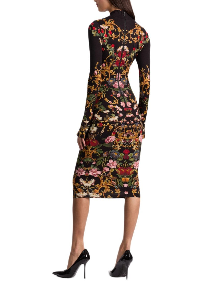 Alice Olivia By Stacey Bendet Brocade-Inspired Patterned Fitted Midi Dress